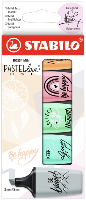 Markeerstift STABILO BOSS mini Pastellove assorti etui à 5 stuks