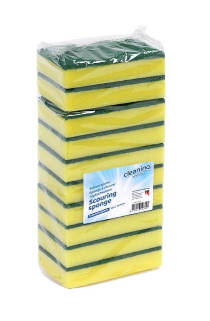 Schuurspons Cleaninq 140x90x28mm geel/groen