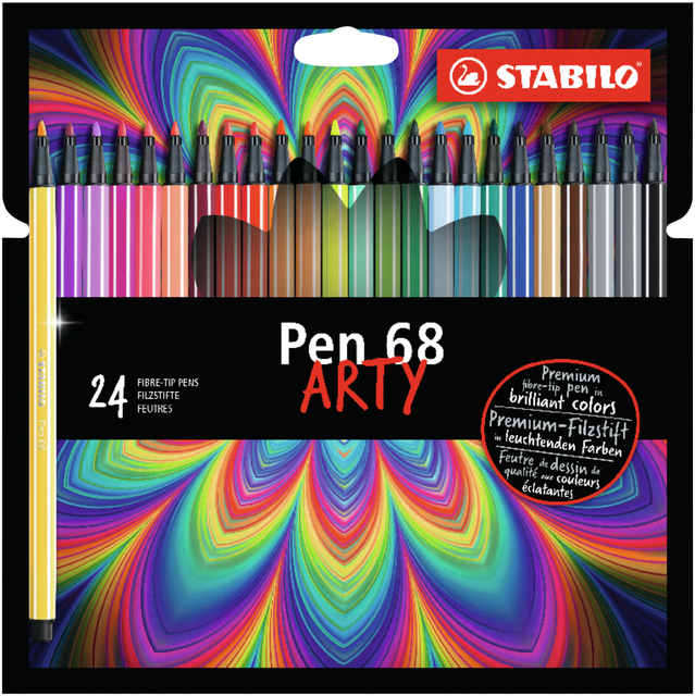 Viltstift STABILO Pen 68/24 Arty medium assorti etui à 24 stuks