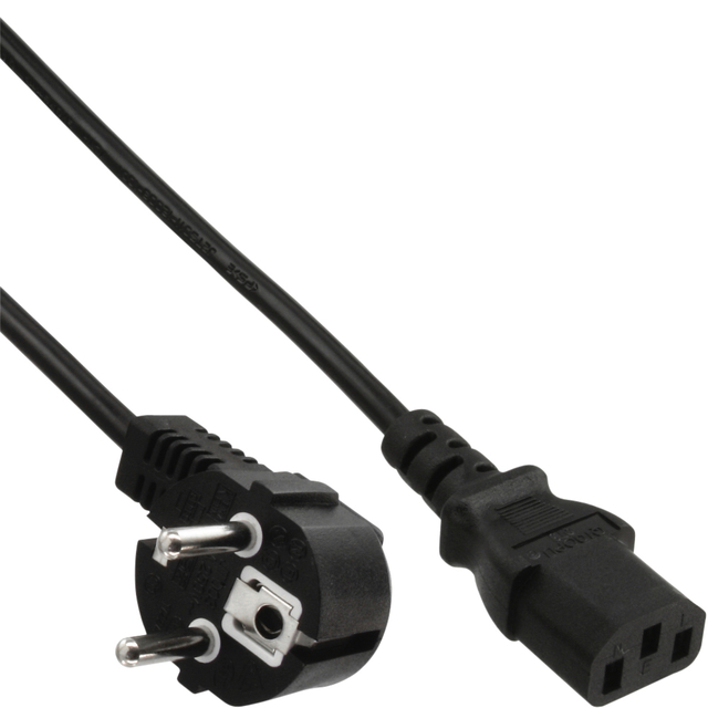 Kabel inLine STROOM C13 recht – CEE7/7 haaks 1,8 meter zwart