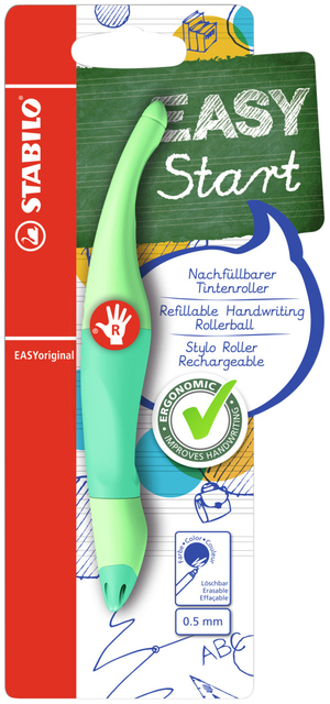 Rollerpen STABILO Easyoriginal  rechtshandig medium pastel vleugje mint blister à 1 suk