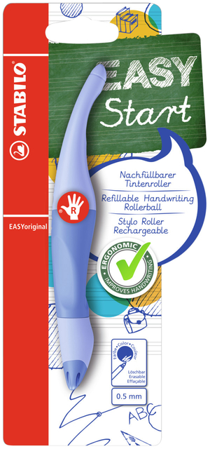 Rollerpen STABILO Easyoriginal  rechtshandig medium pastel luchtig blauw blister à 1 suk