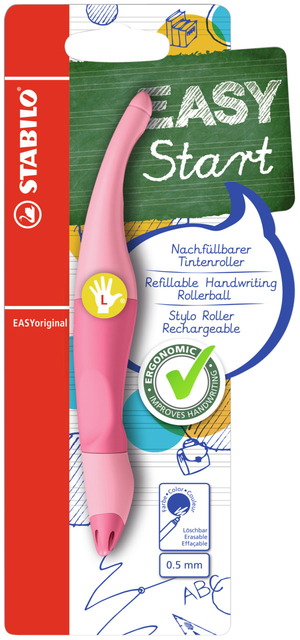 Rollerpen STABILO Easyoriginal  linkshandig  medium pastel poederroze blister à 1 stuk