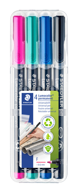 Viltstift Staedtler Lumocolor 318 permanent F set à 4 kleuren