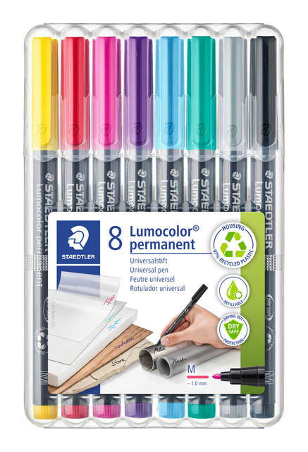 Viltstift Staedtler Lumocolor 317 permanent M set à 8 kleuren