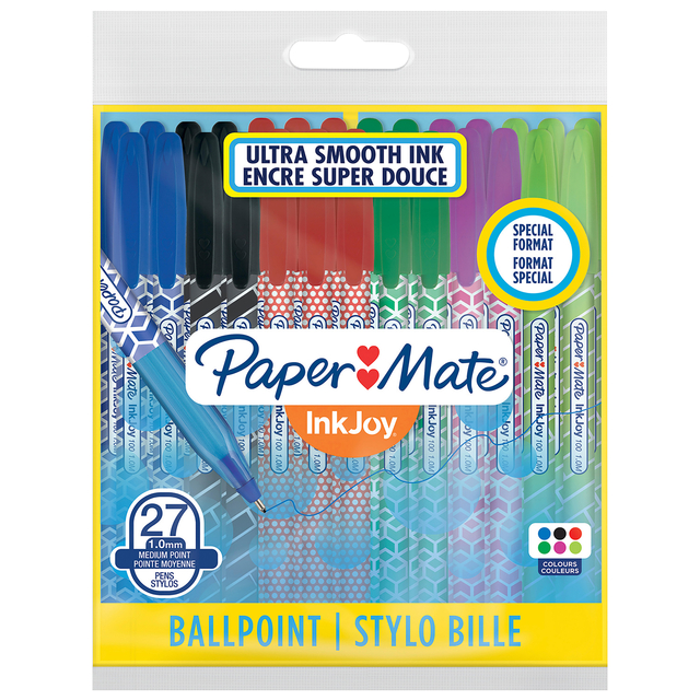 Balpen Paper Mate Inkjoy 100 Wrap set à 6 kleuren 27 stuks