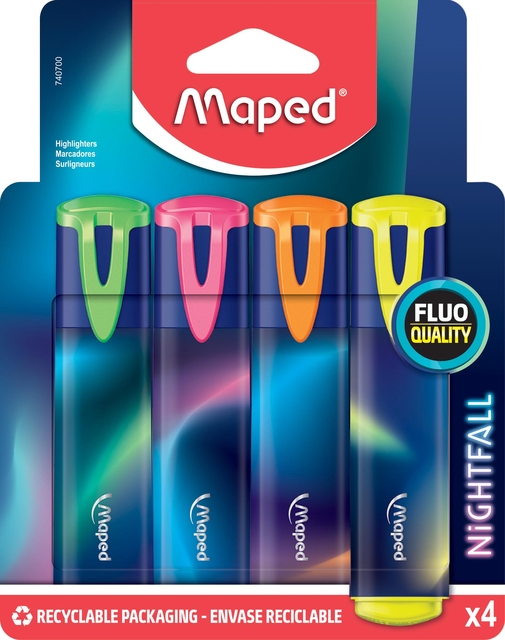 Markeerstift Maped Nightfall blister á 4 kleuren