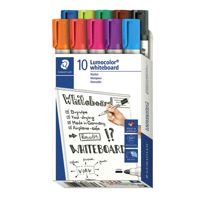 Whiteboardmarker Staedtler Lumocolor 351 set à 10 stuks assorti