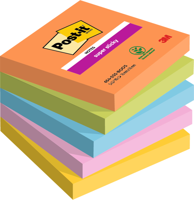 Memoblok Post-it 654 Super Sticky 76x76mm Boost