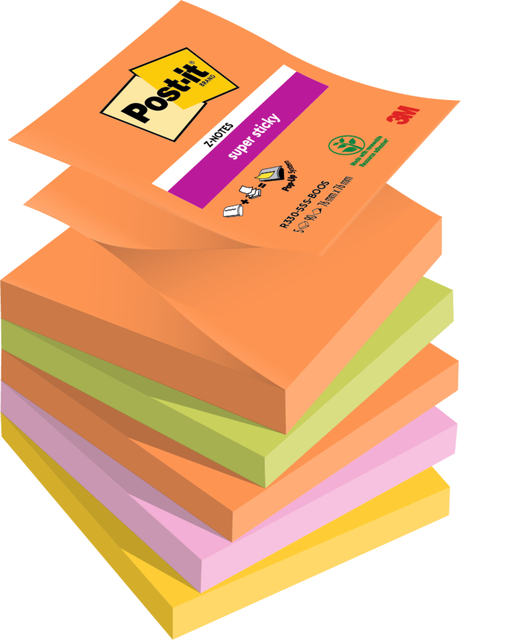 Memoblok Post-it Z-Notes R330 Super Sticky 76x76mm Boost