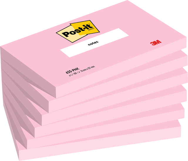 Memoblok Post-it 655 76x127mm gelijnd roze