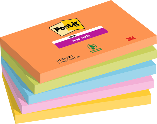 Memoblok Post-it 655 Super Sticky 76X127mm Boost