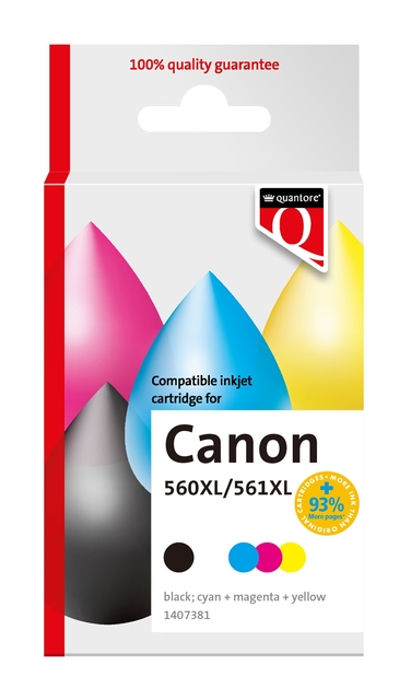 Inktcartridge Quantore alternatief tbv Canon PG560XL CL561XL zwart + kleuren