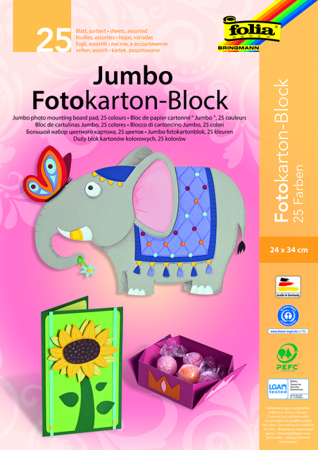 Fotokarton Folia 2-zijdig 24x35cm 300gr 25vel assorti