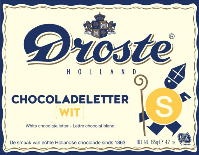 Chocoladeletter Droste wit “S” 135gr