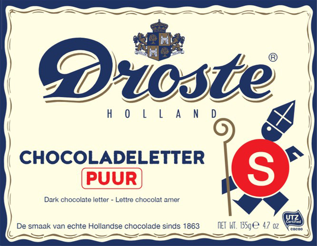 Chocoladeletter Droste puur “S” 135gr