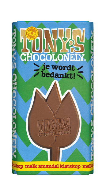 Chocolade Tony’s Chocolonely je wordt bedankt reep 180gr