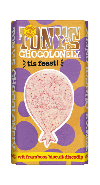 Chocolade Tony’s Chocolonely tis feest reep 180gr