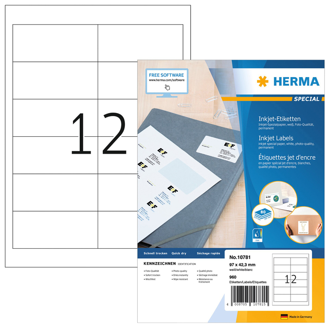 Etiket HERMA 10781 97×42.3mm wit 960stuks