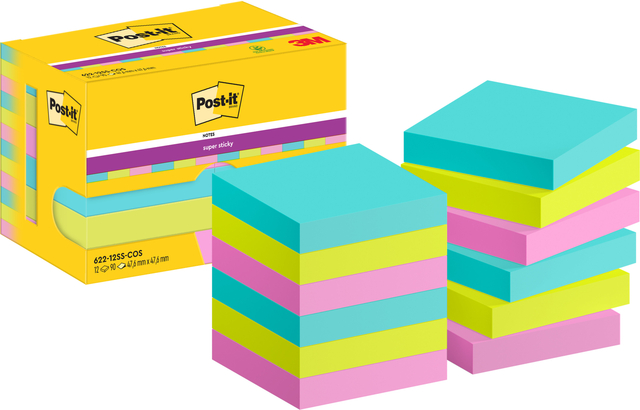 Memoblok Post-it 622 Super Sticky 47,6×47,6mm Cosmic