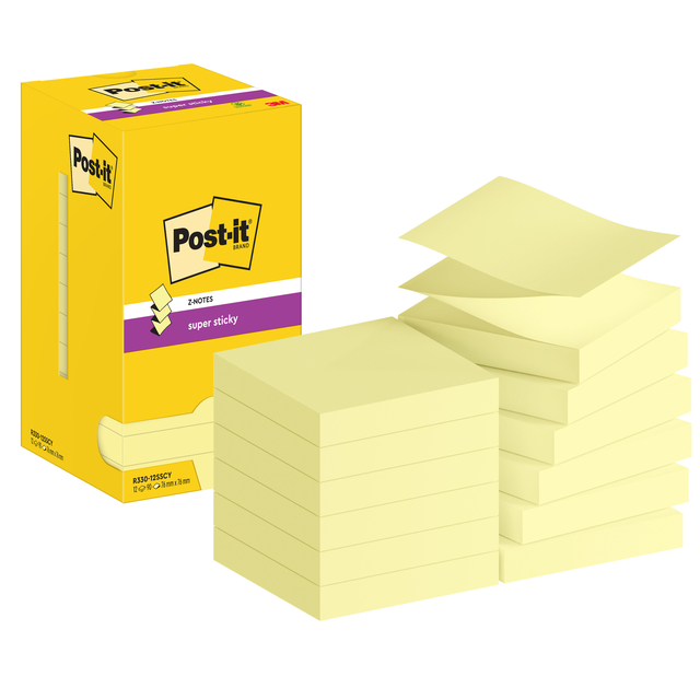 Memoblok Post-it Z-Note S330 Super Sticky 76x76mm geel