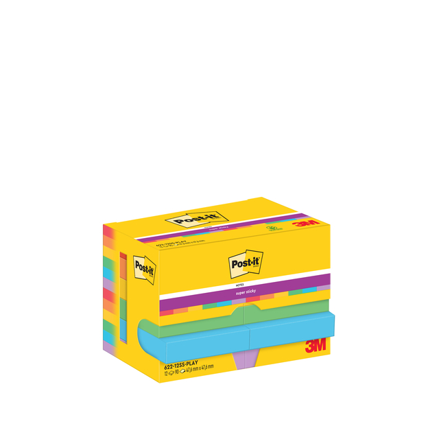 Memoblok Post-it 622 Super Sticky 47,6×47,6mm Playful