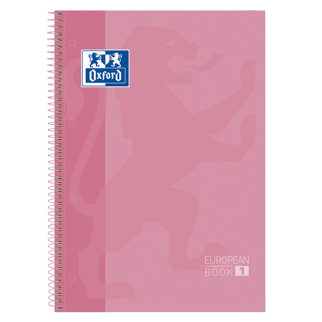 Notitieboek Oxford Classic Europeanbook A4+ 4-gaats lijn 80vel roze