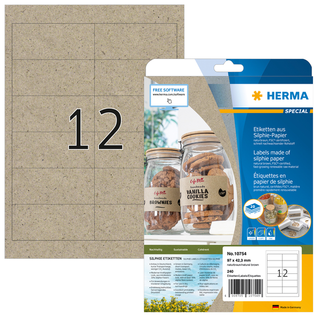 Etiket HERMA 10754 97×42.3mm silphie bruin 240 stuks