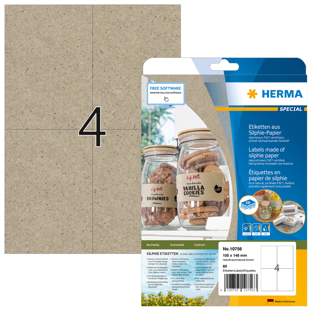 Etiket HERMA 10756 105×148 mm silphie bruin 80 stuks