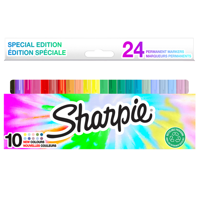 Viltstift Sharpie rond incl 10 nieuwe kleuren fijn assorti blister à 24 stuks