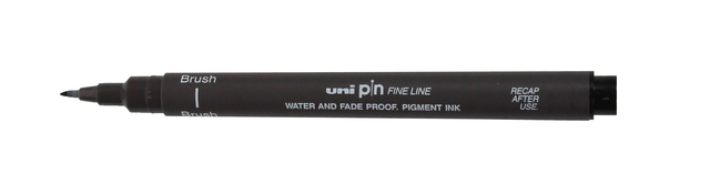 Fineliner Uni-ball Pin brush fijn donkergrijs 12 stuks