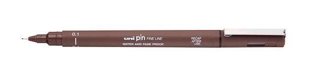 Fineliner Uni-ball Pin 0.1mm sepia 12 stuks