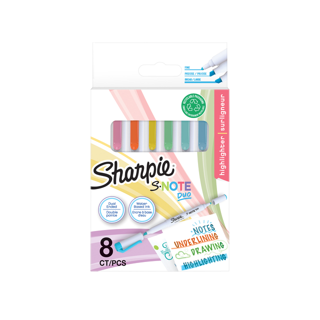 Markeerstift Sharpie S-note Duo assorti blister à 8 stuks