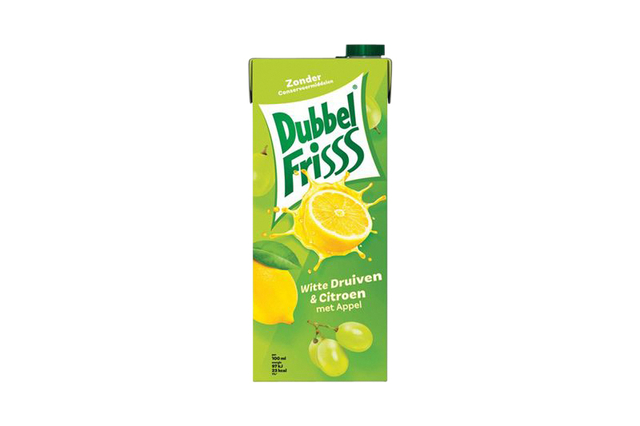 Fruitdrank DubbelFrisss witte druif citroen pak 1500ml