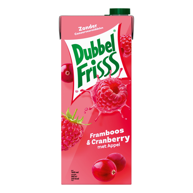 Fruitdrank DubbelFrisss framboos zwarte bes pak 1500ml