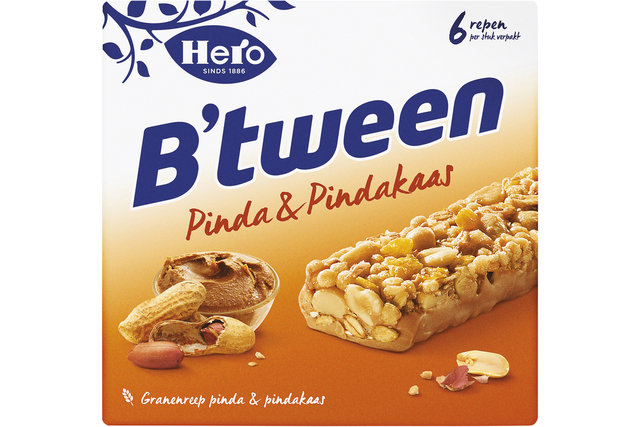 Tussendoortje Hero B’tween pinda&pindakaas 6pack reep 25gr