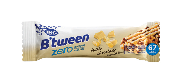 Tussendoortje Hero B’tween witte chocolade zero 6pack reep 20gr