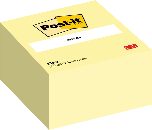 Memoblok 3M Post-it 636 76x76mm kubus geel