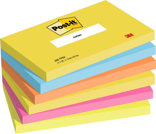 Memoblok 3M Post-it 655 76x127mm Energetic Colours