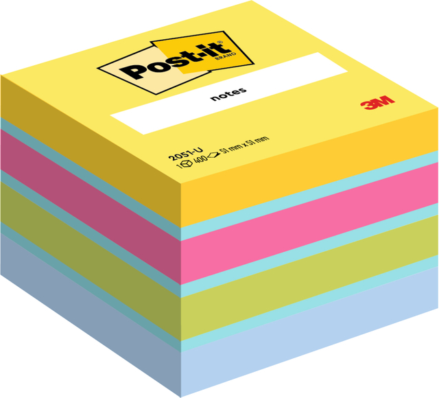 Memoblok 3M Post-it 2051 51x51mm assorti kleur