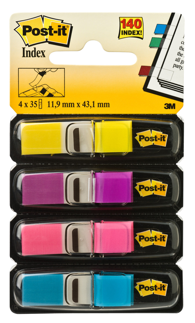 Indextabs 3M Post-it 683 11.9×43.2mm 4 kleuren