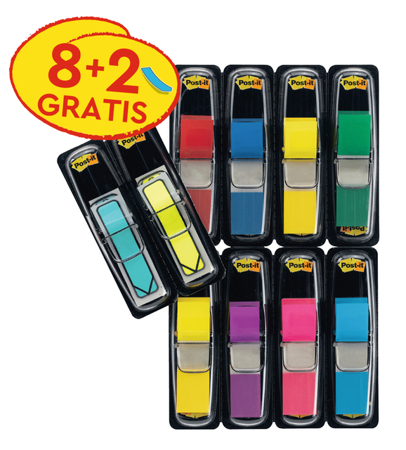 Indextabs 3M Post-it 683 11.9×43.2mm 8 kleuren assorti + 2 sets pijlvorm gratis