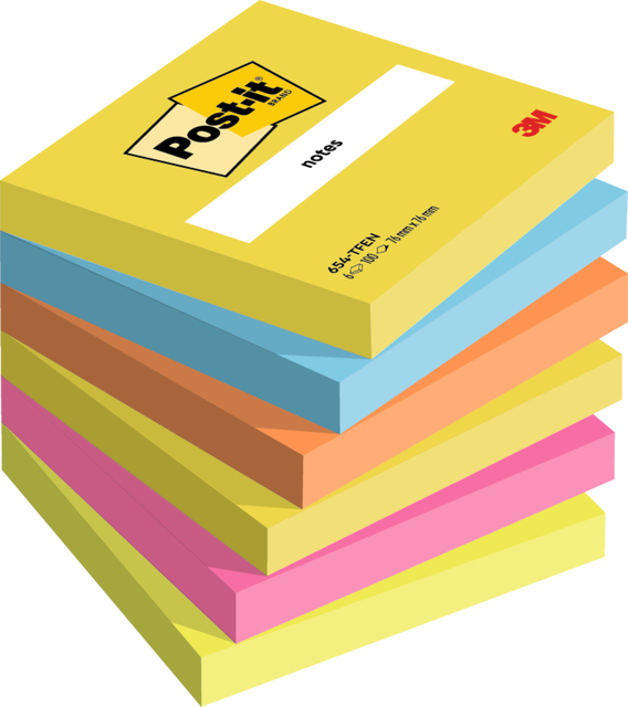 Memoblok 3M Post-it 654 76x76mm Energetic Colours