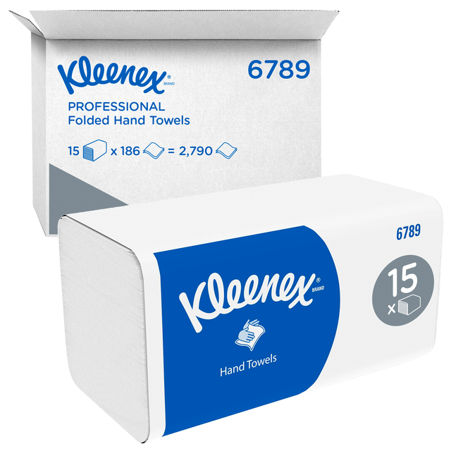 Handdoek Kleenex i-vouw 2-laags 21×21.5cm 15x186stuks wit 6789