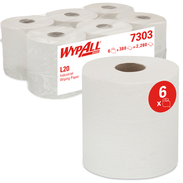 Poetsrol WypAll L20 2-laags 18,3cmx144m 380vel wit 7303