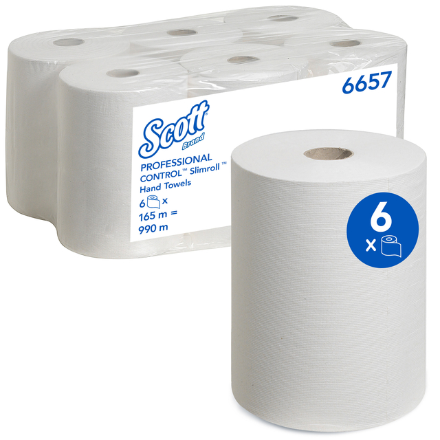 Handdoekrol Scott Slimroll 1-laags 165m wit 6657