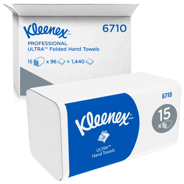 Handdoek Kleenex Ultra i-vouw 3-laags 21,5×31,8cm wit 15x96stuks 6710