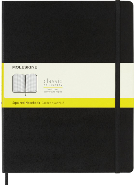 Notitieboek Moleskine XL 190x250mm ruit 5×5 hard cover zwart