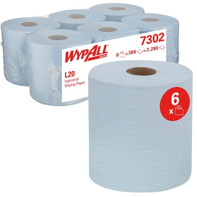 Poetsrol WypAll L20 2-laags 18,3cmx144m 380vel blauw 7302