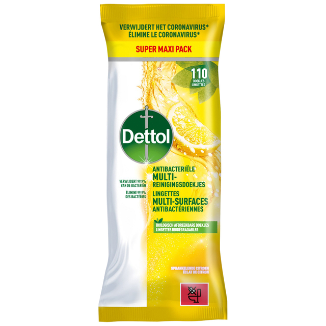 Reinigingsdoekjes Dettol antibacterieël Citrus 110st